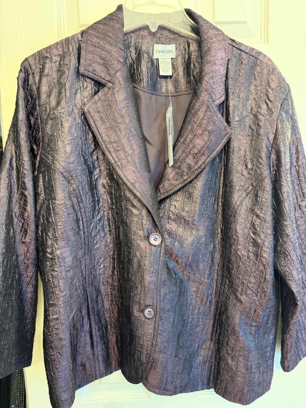 Chico's Iridescent Purple and Black Textured Blazer